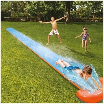 Toboggan Aquatique pour Piscine Jardin TRADE SHOP TRAESIO Piste 5.49 m Rampe de Lancement et Spray 1 Place