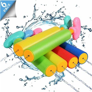 Pistolet à Eau HANBING, Lot de 6 Fusils à Eau Longue Portée de 30ft, Jouet d'Eau Canon à Eau Action Léger et Souple pour Piscine, Jardin et Plage, Cadeau pour