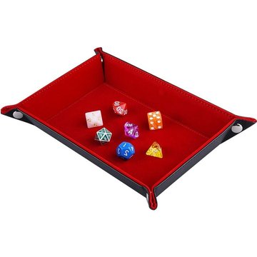 FVO - Plateau à dés double face, rectangle pliable en cuir pu et support à dés en velours bordeaux pour donjons et dragons rpg Dice Gaming d&d et