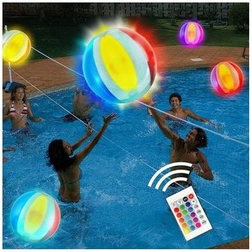 Hklffja - Polo à l'eau led, Polo Gonflable à l'eau, 16 Couleurs Lumineuses Glow Ball, Jeu De Volley-Ball De l'eau, Piscine Jeux pour Adultes,