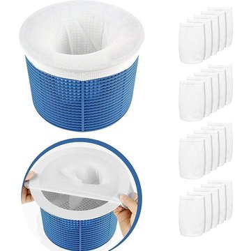 Pool Skimmer Socks, Lot de 20 Chaussettes Skimmer Piscine, Skimmer Réutilisable et Super Élastique pour Panier de Skimmer, de Pompe, Piscine, Spa