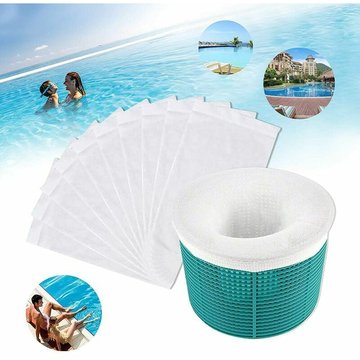 Pool Skimmer Socks,Chaussette filtrante Piscine,Chaussettes de Skimmer de Piscine,Filter Savers pour Panier de Skimmer-Doublure d'écran-en Maille