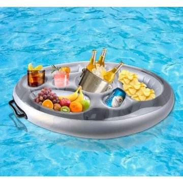 Porte-Gobelet Gonflable WDDNAOT, 8 Trous Bar Flottant Piscine, Plateau Flottant pour Piscine, Porte-Bière Flottant PVC, Plateau Gonflable Bar Flottant Spa