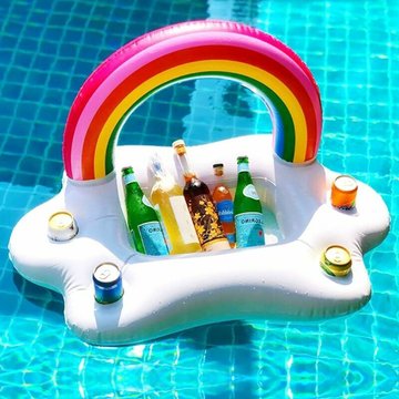 Porte Gobelet Gonflable, Gonflable Rainbow Cloud Support Gonflable de Boisson Porte-Boisson avec 4 Trous de Boissons et 1 Cannelure Rectangulaire
