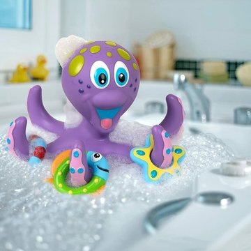 Poulpe Violet Flottant avec 3 Anneaux Hoopla Jouet de Bain Interactif