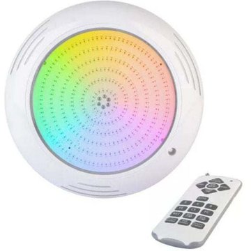 Crealys - Projecteur 18W pour piscine hors-sol en structure bois IP68 - couleur variable par télécommande - diamètre 240 mm