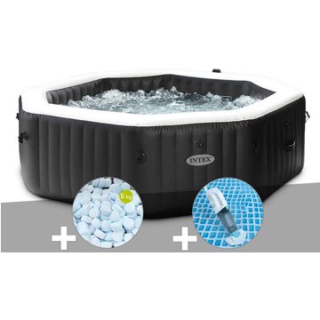 Kit spa gonflable Intex PureSpa Carbone octogonal Bulles et Jets 6 places + 5 kg de sel + Aspirateur