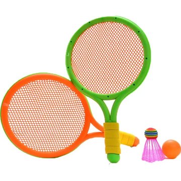 Litzee - Raquette Tennis Badminton Enfant Plastique Raquette de Badminton Lot de 4 Jeux Exterieur Balle de Tennis Jouet de Jardin en Plein Air pour