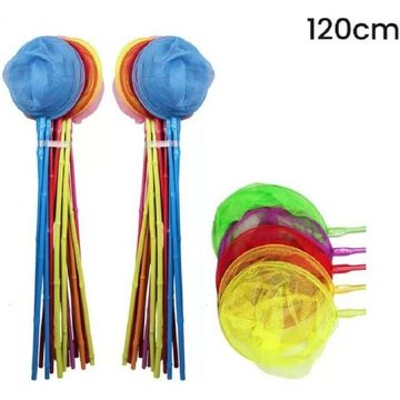 Trade Shop Traesio - Filet de Pêche Papillons 120cm avec Bâton de Bambou Coloré Jeu pour Enfants 614464