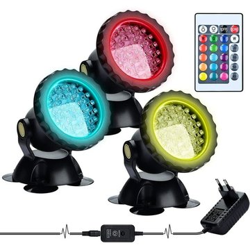 Rgb Projecteur Aquarium,sous-Marine Eclairage Submersible pour Poisson, led étanche IP68 Lampe Angle Réglable Lumière avec Télécommande pour Jardin