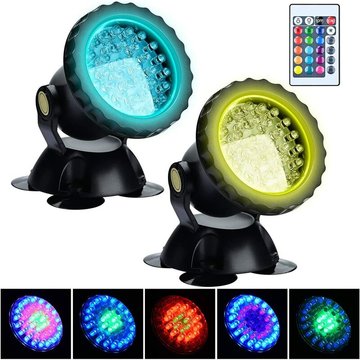 Rgb Projecteur Aquarium,sous-Marine Eclairage Submersible pour Poisson, led étanche IP68 Lampe Angle Réglable Lumière avec Télécommande pour Jardin
