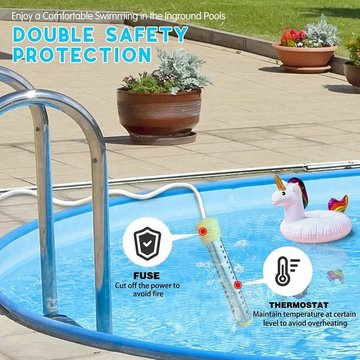 Thermoplongeur Seenlin de Voyage, Chauffe-piscine électrique à immersion avec protection en acier inoxydable pour piscines creusées, jaune, une pièce
