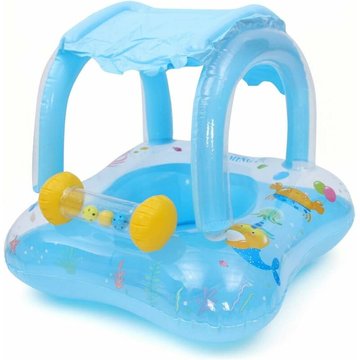 Siège de piscine gonflable WAHAISON pour bébé d'été, bateau avec cloche de dessin animé, pare-soleil, anneau de natation, flotteur, jouet de piscine flottant