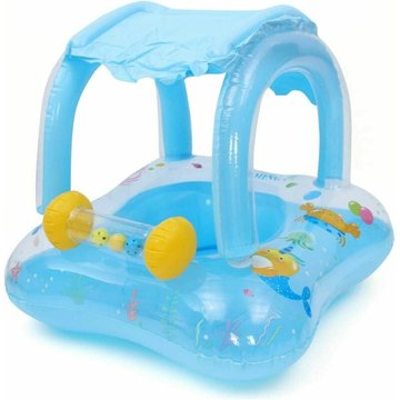 TUMALAGIA - Siège de piscine gonflable d'été pour bébé, bateau, cloche de dessin animé avec pare-soleil, anneau de natation, flotteur, jouet de piscine