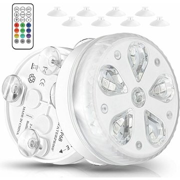 Sl.gt Éclairage de piscine submersible led étanche avec télécommande, minuterie, 16 led, aimant et ventouse(2 pcs)