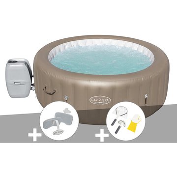 Kit spa gonflable Bestway Lay-Z-Spa Palm Springs rond Airjet 4/6 places + 2 appuie-têtes + Kit de nettoyage - Beige