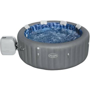 Bestway - Spa gonflable Lay-Z-Spa Santorini - 5 à 7 places - Rond (Livré avec 5 appuie-tête rembourrés + 2 LED à eau ColorJet)