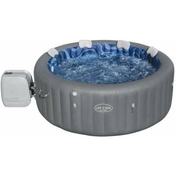 Bestway - Spa gonflable Lay-Z-Spa Santorini - 5 à 7 places - Rond (Livré avec 5 appuie-tête rembourrés + 2 LED à eau ColorJet)