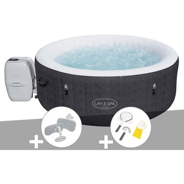 Kit spa gonflable Bestway Lay-Z-Spa Havana rond Airjet 2/4 places + 2 appuie-têtes + Kit de nettoyage - Noir