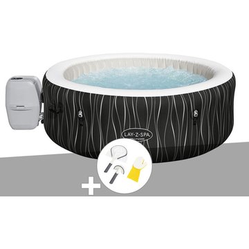 Kit spa gonflable Bestway Lay-Z-Spa Hollywood rond Airjet 4/6 places + Kit de nettoyage - Noir
