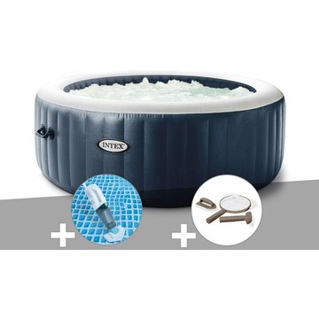 Kit spa gonflable Intex PureSpa Blue Navy rond Bulles 4 places + Kit d'entretien + Aspirateur