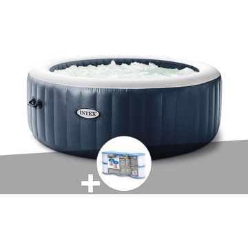 Kit spa gonflable Intex PureSpa Blue Navy rond à bulles 4 places + 6 filtres - Bleu