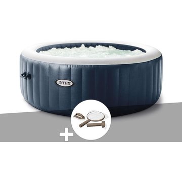 Kit spa gonflable Intex PureSpa Blue Navy rond Bulles 4 places + Kit d'entretien - Bleu