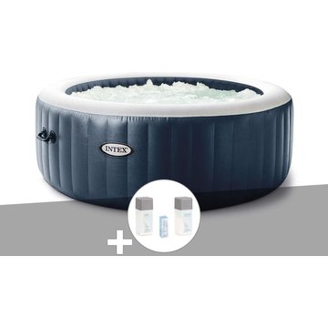 Kit spa gonflable Intex PureSpa Blue Navy rond Bulles 4 places + Kit traitement brome - Bleu