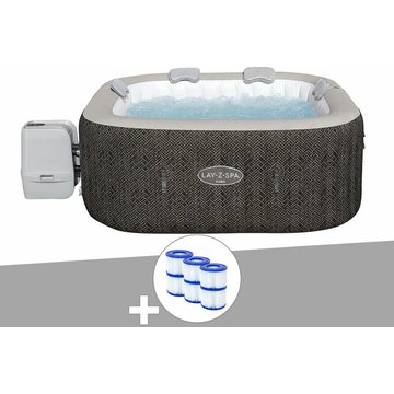 Kit spa gonflable Bestway Lay-Z-Spa Cabo carré Hydrojet 4/6 places + 6 filtres - Marron