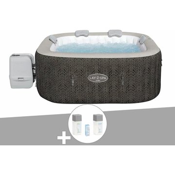 Kit spa gonflable Bestway Lay-Z-Spa Cabo carré Hydrojet 4/6 places + Kit de traitement au brome - Marron