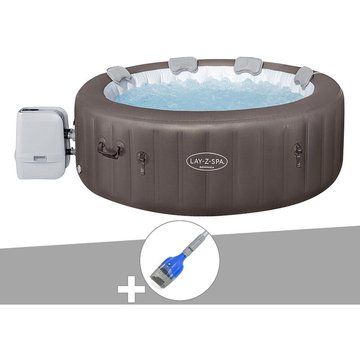 Kit spa gonflable Bestway Lay-Z-Spa Dominica rond Hydrojet 4/6 places + aspirateur à batterie - Marron