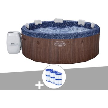 Kit spa gonflable Bestway Lay-Z-Spa Toronto rond Airjet Plus 5/7 places + 6 filtres - Marron
