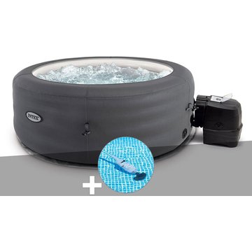 Kit spa gonflable Intex PureSpa Access rond à bulles 4 places + Aspirateur - Gris