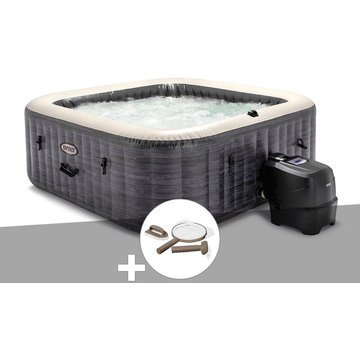 Kit spa gonflable Intex Piscine PureSpa Ardoise carré Bulles 6 places + Kit d'entretien - Ardoise