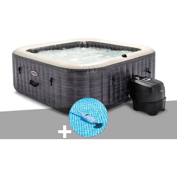 Kit spa gonflable Intex Piscine PureSpa Ardoise carré Bulles 6 places + Aspirateur - Ardoise