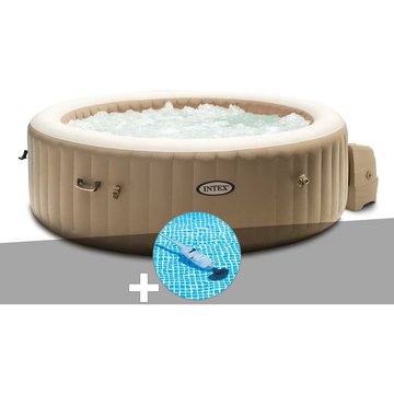 Kit spa gonflable Intex PureSpa Sahara rond Bulles 4 places + Aspirateur - Beige