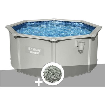 Kit piscine acier ronde Bestway Hydrium 3,00 x 1,20 m + 10 kg de zéolite - Gris