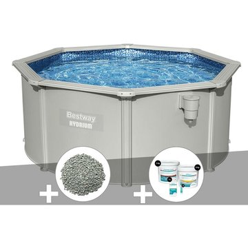 Kit piscine acier ronde Bestway Hydrium 3,00 x 1,20 m + 10 kg de zéolite + Kit de traitement au chlore - Gris