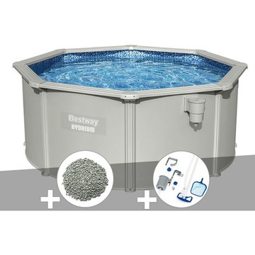 Kit piscine acier ronde Bestway Hydrium 3,00 x 1,20 m + 10 kg de zéolite + Kit d'entretien Deluxe - Gris