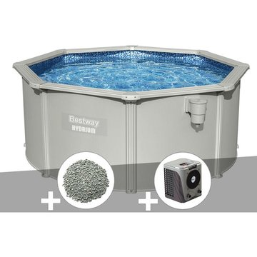 Bestway - Kit piscine acier ronde Hydrium 3,00 x 1,20 m + 10 kg de zéolite + Pompe à chaleur - Gris