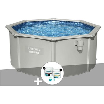 Kit piscine acier ronde Bestway Hydrium 3,00 x 1,20 cm + Kit de traitement au chlore - Gris