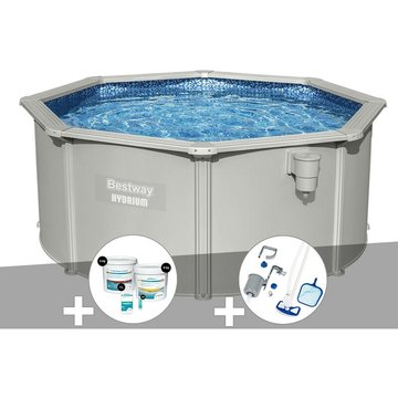Kit piscine acier ronde Bestway Hydrium 3,00 x 1,20 m + Kit de traitement au chlore + Kit d'entretien Deluxe - Gris