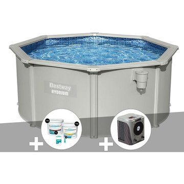 Kit piscine acier ronde Bestway Hydrium 3,00 x 1,20 m + Kit de traitement au chlore + Pompe à chaleur - Gris