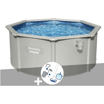 Kit piscine acier ronde Bestway Hydrium 3,00 x 1,20 m + Kit d'entretien Deluxe - Gris