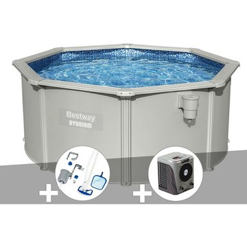 Kit piscine acier ronde Bestway Hydrium 3,00 x 1,20 m + Kit d'entretien Deluxe + Pompe à chaleur - Gris