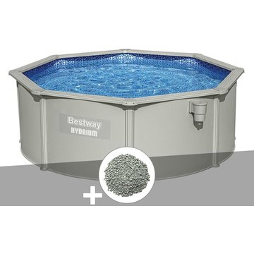 Kit piscine acier ronde Bestway Hydrium 3,60 x 1,20 m + 10 kg de zéolite - Gris