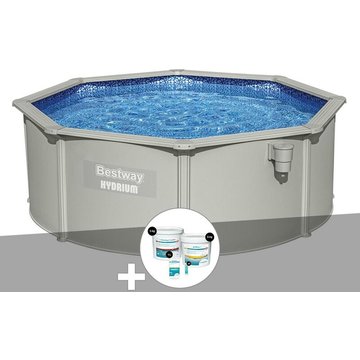 Kit piscine acier ronde Bestway Hydrium 3,60 x 1,20 m + Kit de traitement au chlore - Gris
