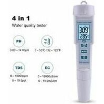 Groupm - Stylo de test de pH/EC/TDS/température quatre en un testeur de qualité de l'eau mesure d'affichage à cristaux liquides de haute précision