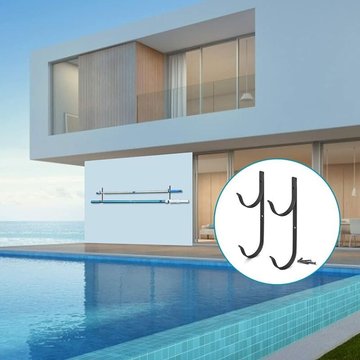 Support de Poteau de Piscine, Crochets de Piscine en Aluminium, pour poteaux télescopiques, écumoires, râteaux à Feuilles, Filet, Brosse, Tuyau