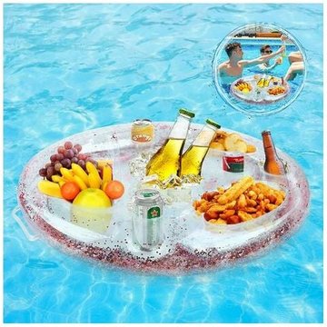 Support Gonflable de Boisson avec 8 Trous, Jus de Bière Plateau de Boissons,Porte Boisson Bar Flottant,Gonflable Bouée Porte Boisson